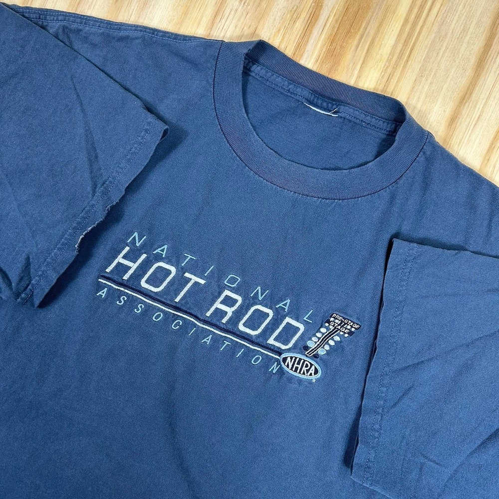 National Hot Rod Association NHRA y2k Motorheads Mashup Skull Shirt Mens XL Blue